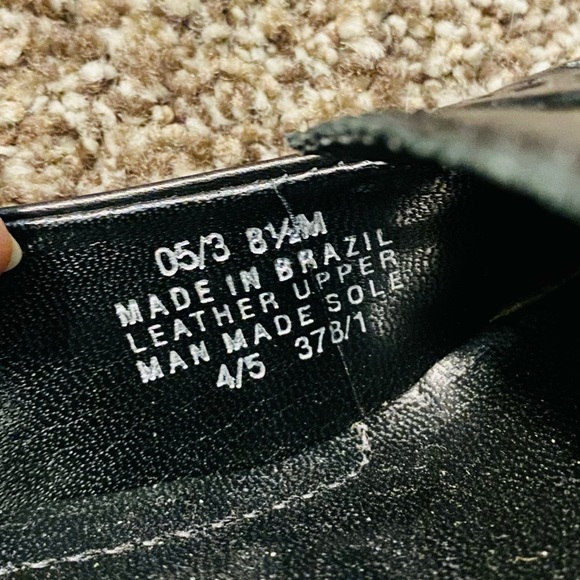 EUC Vintage Franco Sarto Black Leather Heeled Square Toed Penny Loafers - Picture 16 of 17